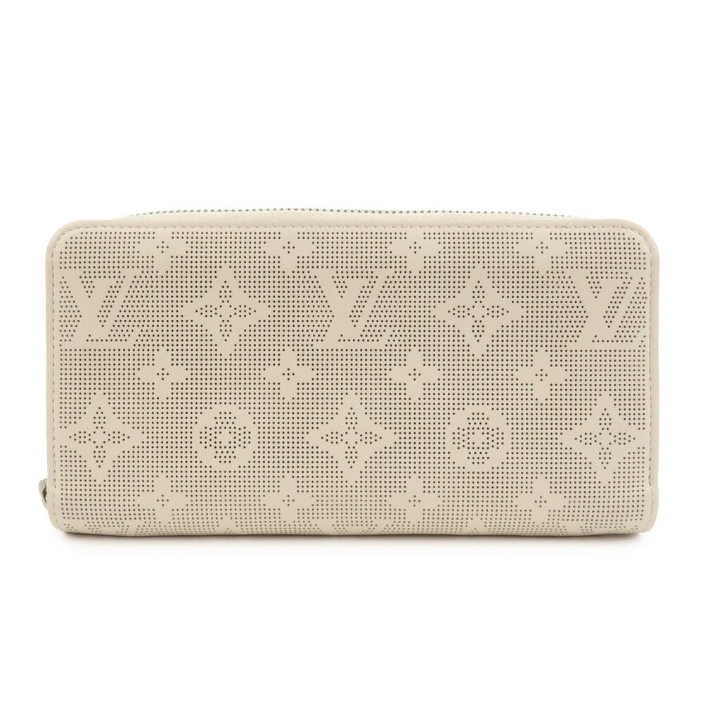 Louis Vuitton Mahina Calfskin Reverse Round Zippy Wallet Beige